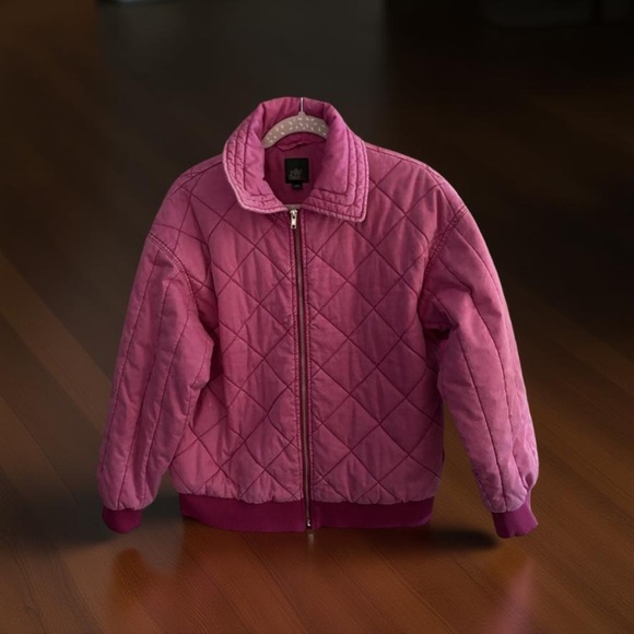 WILD FABEL HOT PINK  COAT QUILTED COTTON WOMENS 38 CHEST RIBBED SLEEVE & BOTTOM - Picture 2 of 14